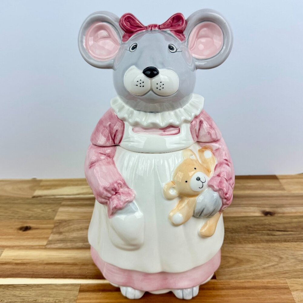 House of Lloyd Vintage 1990 Melinda Mouse‎ Holding Teddy Bear Cookie Jar
